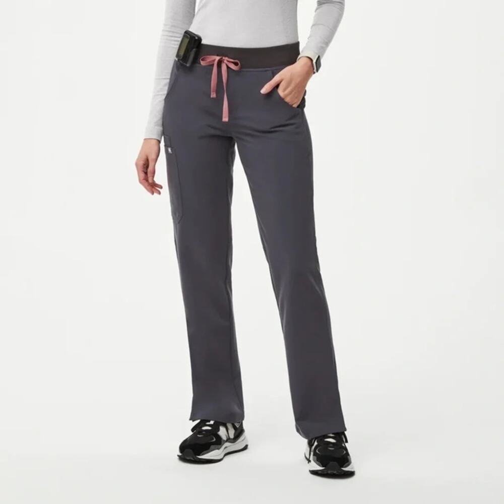 Figs Kade Cargo Drawstring Elastic Waist Straight Leg Scrub Pant Charcoal Gray M